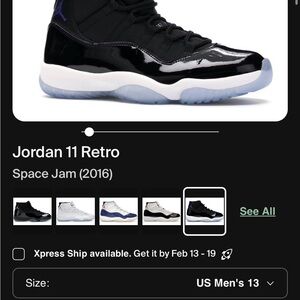 Jordan 11 Retro Space Jam in Black and White